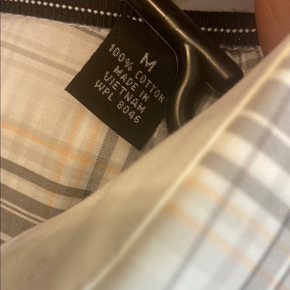Alfani Gray and Light Orange Plaid Casual Shirt - Picture 3 of 5